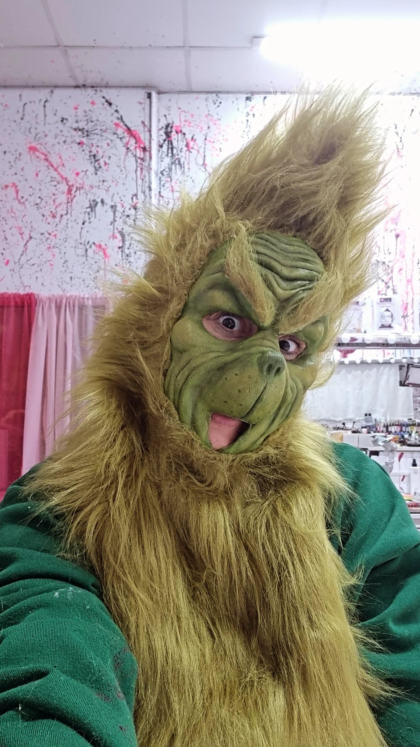 Realistic Grinch pull over latex mask with hair 