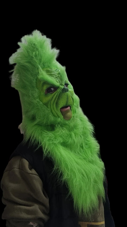 Realistic Grinch pull over latex mask with hair 