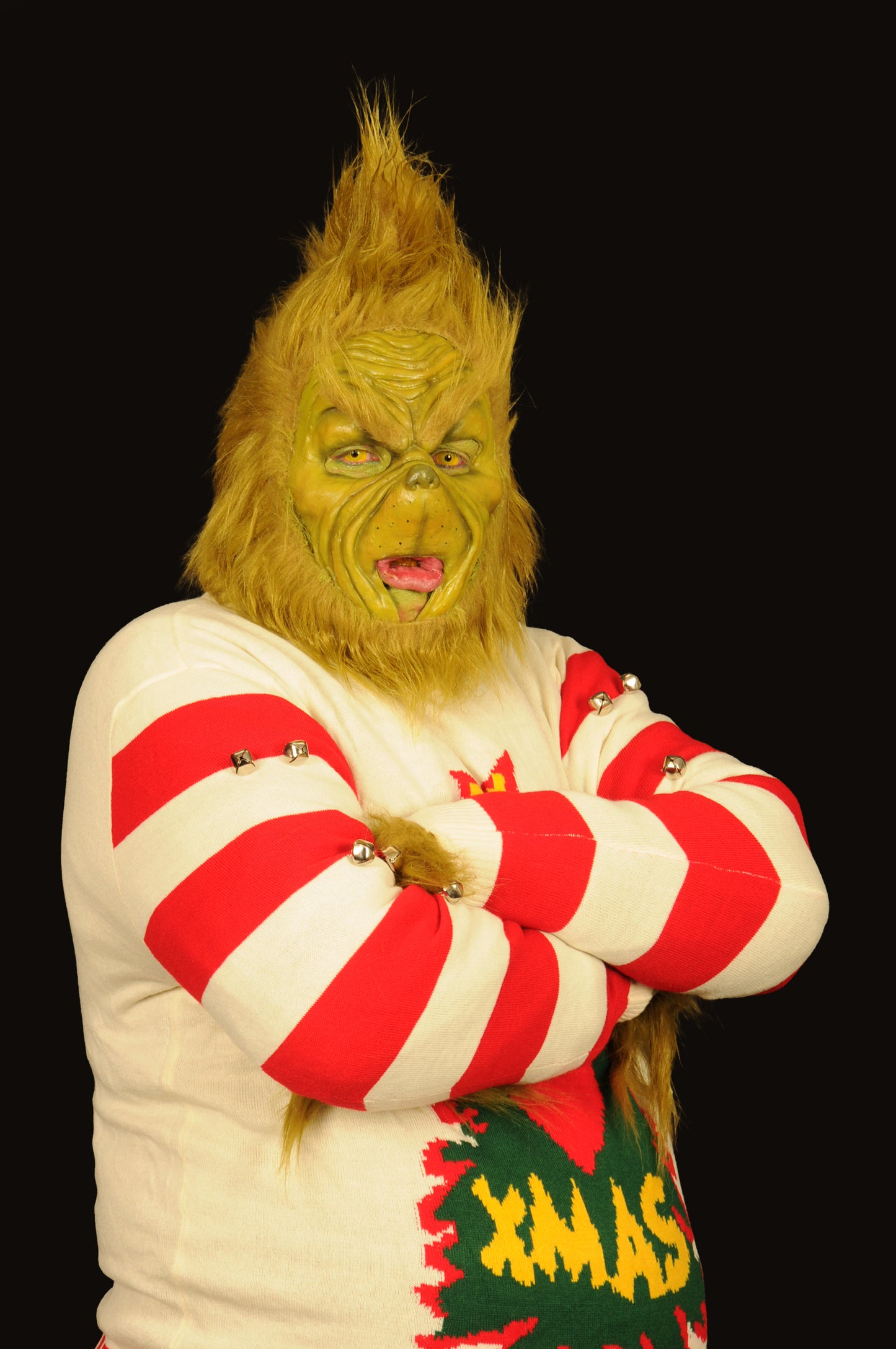 For sale the Grinch realistic faux fur green costume in relaistic olive green fur the full set at ko studio cosplay costume 