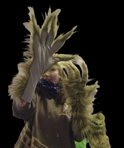Faux fur realstix grinch gloves 