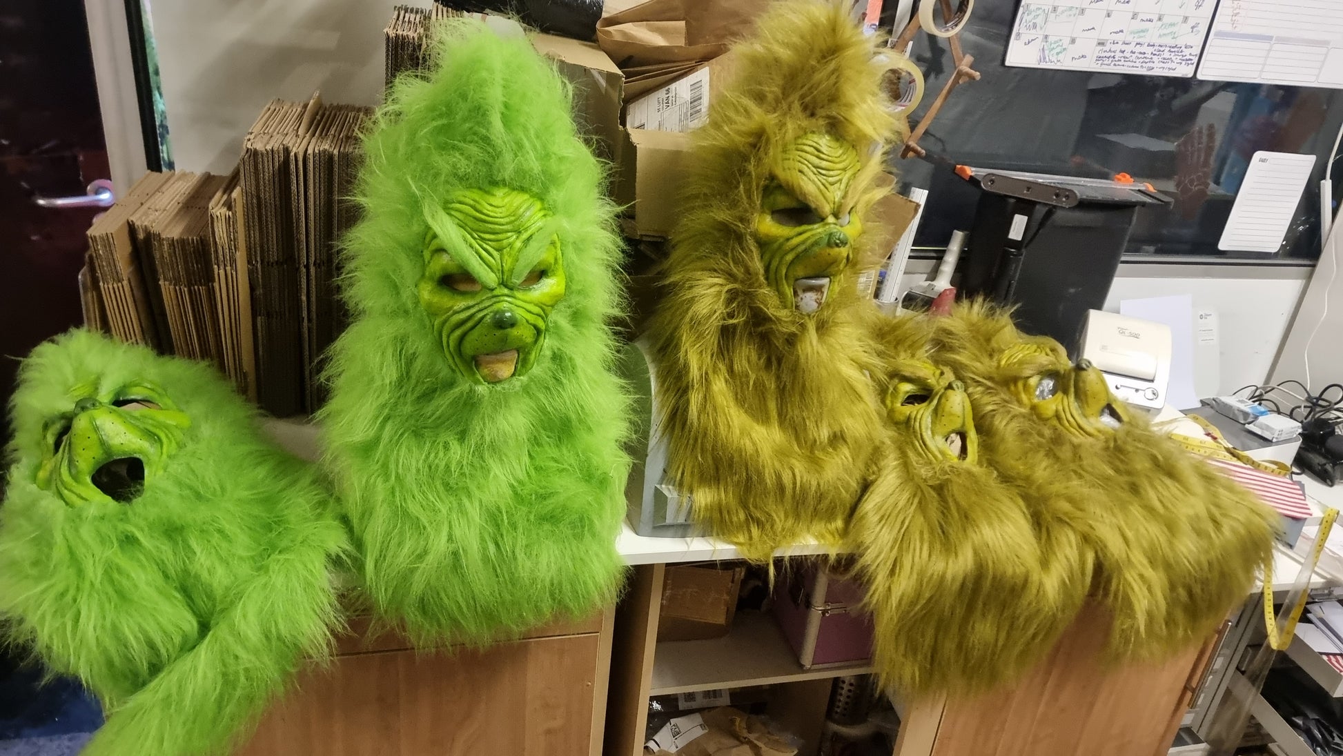 Realistic Grinch pull over latex mask with hair 