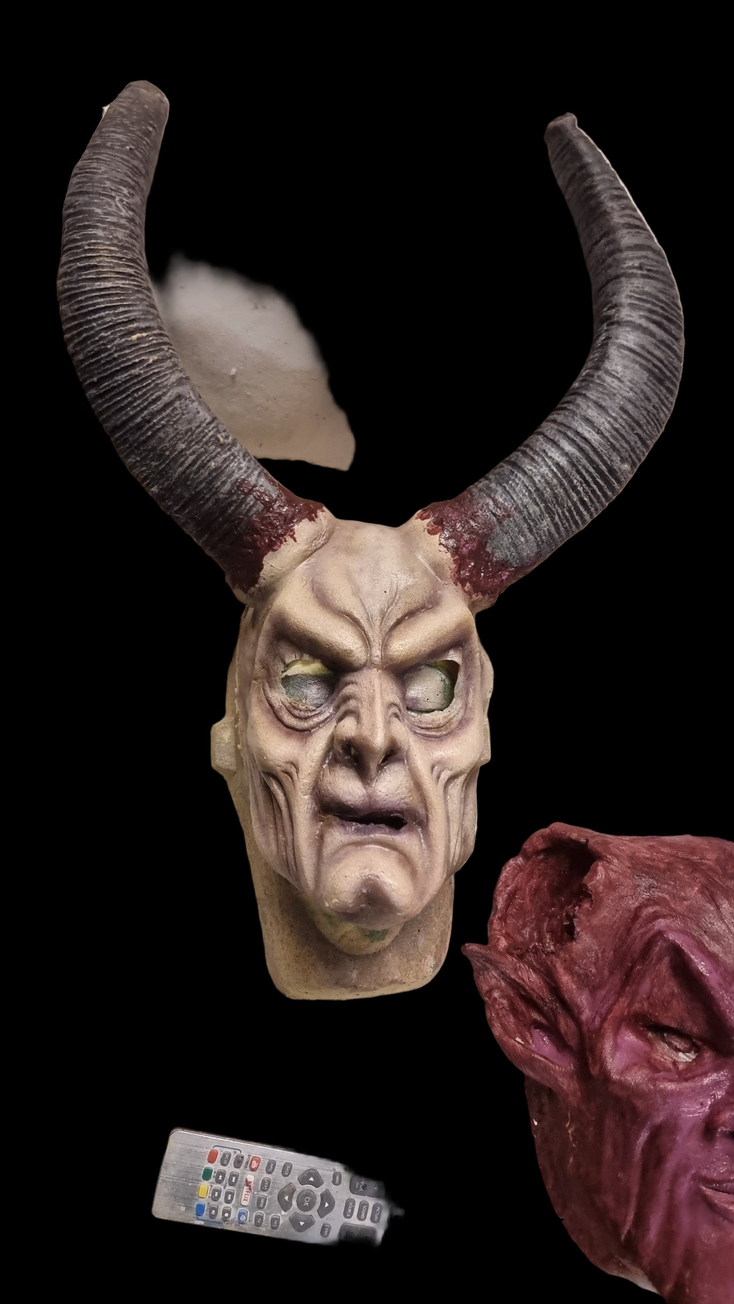 Krampus latex mask prosthetic with horns fancy dress costume for sale 