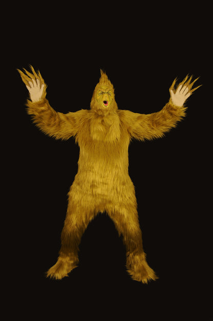 For sale the Grinch realistic faux fur green costume in relaistic olive green fur the full set at ko studio cosplay costume 