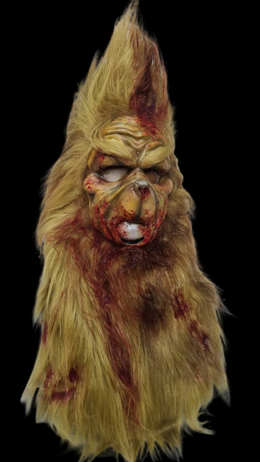 ZOMBIE PULL-OVER GRINCH MASK WITH FUR HOOD