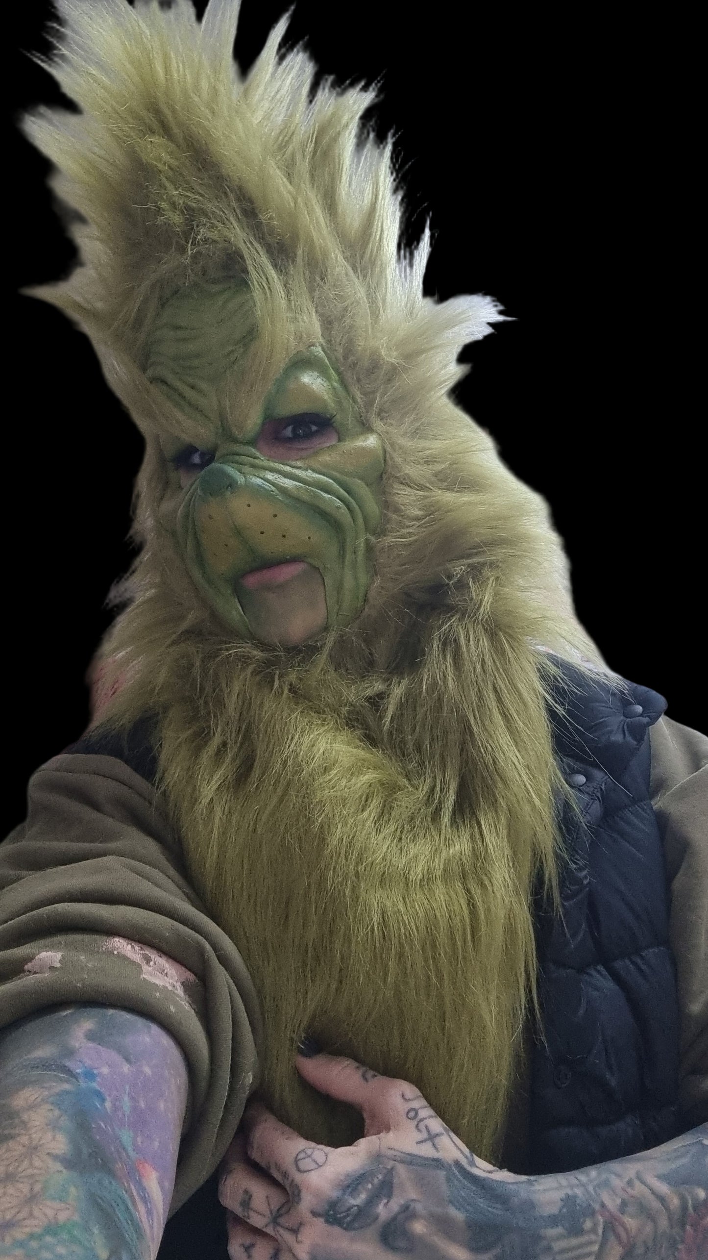 Realistic Grinch pull over latex mask with hair 