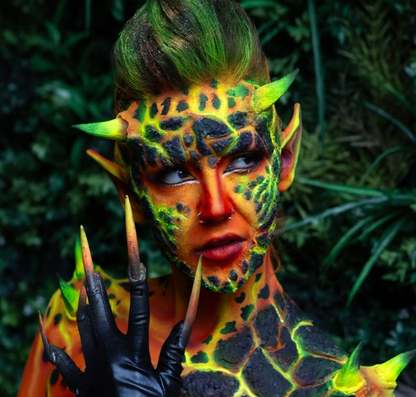 silicone charcoal lava face prosthetic