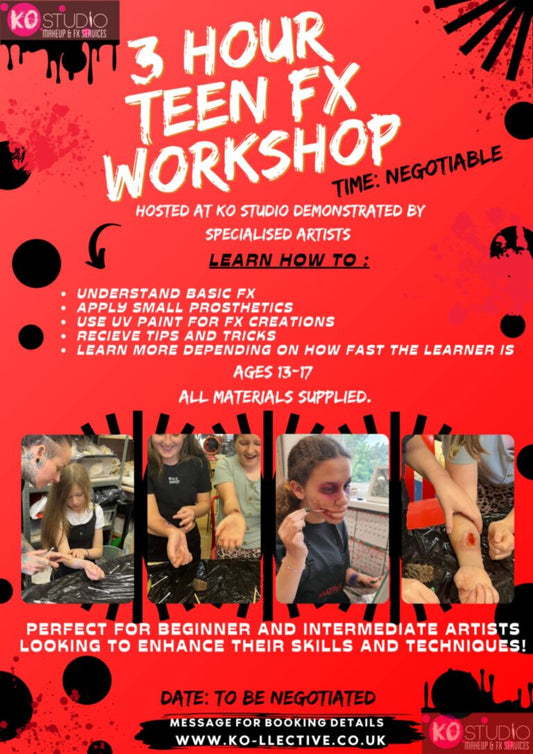 Special effects makeup courses for teens and young adults at KO Studio Leicester offer an introduction to beginner-friendly FX makeup.